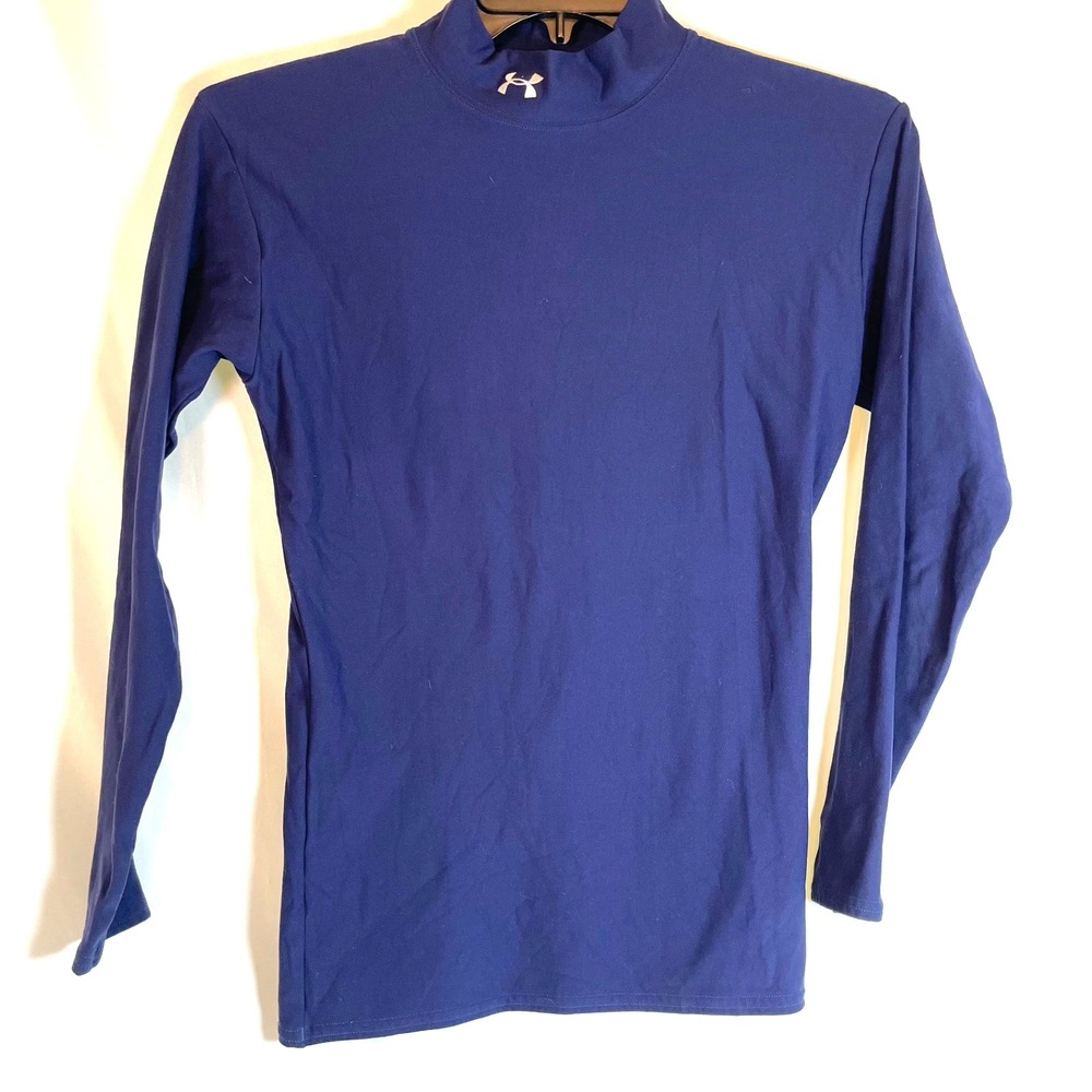 Under‎ Armour Cold Gear Compression Shirt Mock Neck Base Layer Men Medium Blue